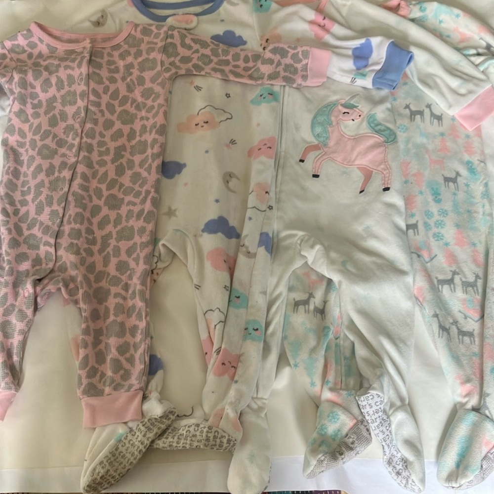 Carter's Pink and Gray Footies One Pieces